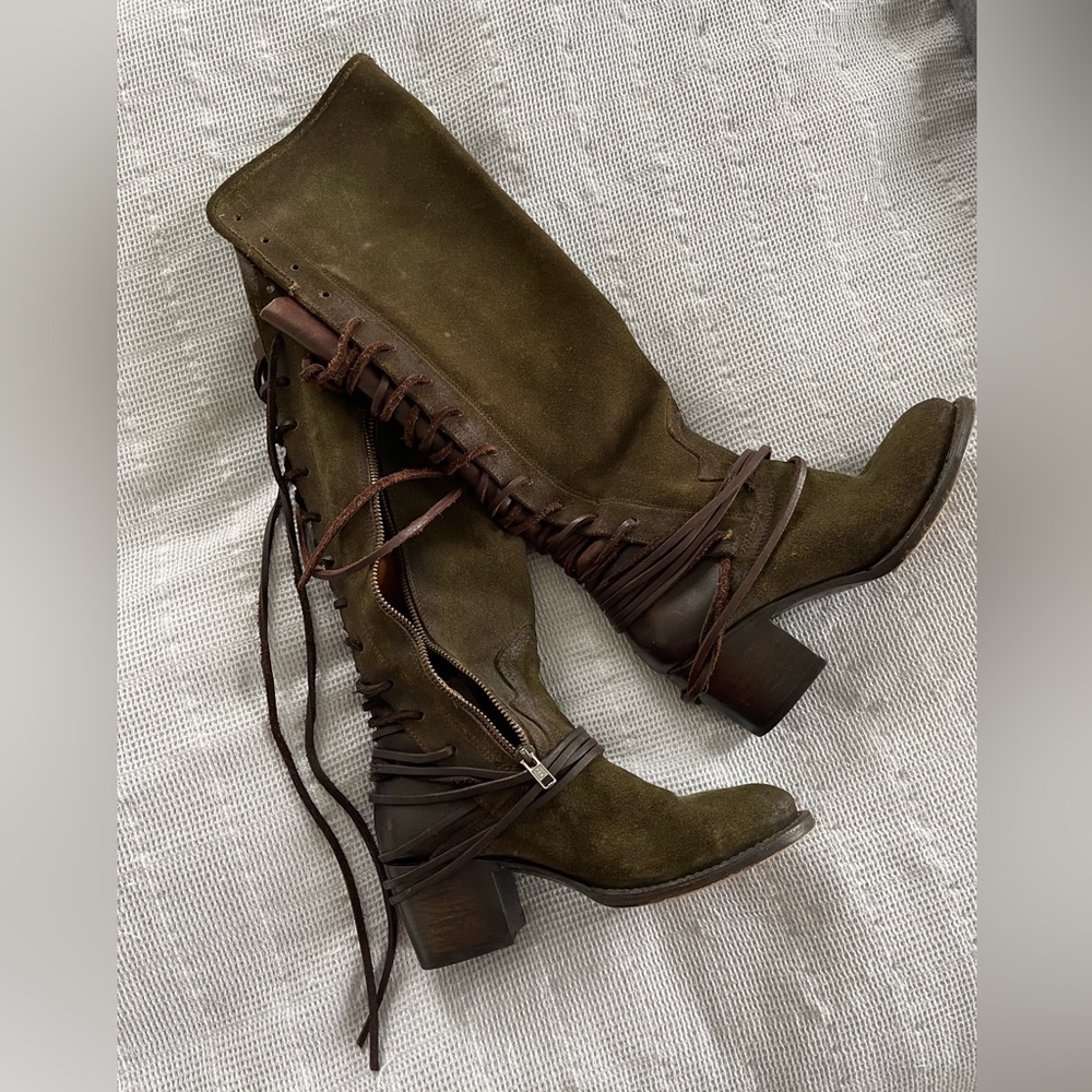 FreeBird olive suede Coal lace up boots
